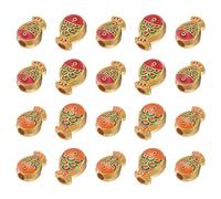 sourcing map 20 cuentas de pescado doradas, cuentas esmaltadas estilo chino, peces de la fortuna, surtido de cuentas para hacer joyas hechas a mano, pulseras, collares, accesorios, color rojo