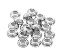 sourcing map 20 cuentas espaciadoras de posicionamiento de tapón de goma de 7 mm x 2 mm, cuentas deslizantes ajustables de acero inoxidable para hacer joyas y pulseras, color plateado