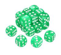 sourcing map 20 dados estándar de 6 caras de colores, acrílico D6 mini poliédrico con patrón de perlas para juegos de mesa o aprendizaje de matemáticas, punta verde claro/blanco