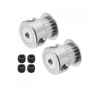 sourcing map 20 dientes 3 mm de diámetro de polea dentada, rueda síncrona de aluminio plateada para correa de impresora 3D, máquina CNC, paquete de 2