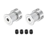 sourcing map 20 Dientes 6,35mm Interior Diámetro Distribución Polea Aluminio Sincrónica Rueda 20mm con Tornillo para 3D Impresora Correa, CNC Máquina, Paquete de 2