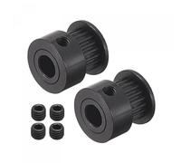 sourcing map 20 dientes 6 mm de diámetro de polea dentada, rueda síncrona de aluminio negra para correa de impresora 3D, máquina CNC, paquete de 2