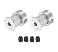 sourcing map 20 Dientes 6mm Interior Diámetro Distribución Polea Aluminio Sincrónica Rueda 20mm con Tornillo para 3D Impresora Correa, CNC Máquina, Paquete de 2