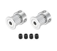 sourcing map 20 Dientes 8mm Interior Diámetro Distribución Polea Aluminio Sincrónica Rueda 20mm con Tornillo para 3D Impresora Correa, CNC Máquina, Paquete de 2