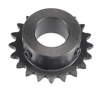 sourcing map 20 Dientes Piñón Tipo B Único Filamento 1/4" Paso, 17mm Calibre Negro Óxido C45 Carbono Acero con 2 Fijación Tornillos para ISO 04C