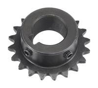 sourcing map 20 Dientes Piñón Tipo B Único Filamento 1/4" Paso, 18mm Calibre Negro Óxido C45 Carbono Acero, Chavetero con 2 Fijación Tornillos para ISO 04C