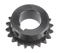 sourcing map 20 Dientes Piñón Tipo B Único Filamento 1/4" Paso, 20mm Calibre Negro Óxido C45 Carbono Acero, Chavetero con 2 Fijación Tornillos para ISO 04C