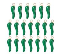 sourcing map 20 dijes de chile de 19 x 5 mm de aleación esmaltada para hacer joyas, pulseras, collares, aretes, llaveros, accesorios de bricolaje, color verde