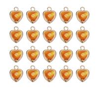 sourcing map 20 dijes de corazón chapados en oro de cristal, collar de corazón 3D, colgante de latón para hacer joyas, pulseras, collares, aretes, llavero, manualidades, marrón rojizo, 9 x 6,6 mm