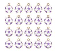 sourcing map 20 dijes de fútbol de aleación esmaltada de 16,5 x 13 mm, colgantes pequeños y bonitos para hacer joyas, llaveros, collares, pulseras, accesorios de bricolaje, color morado