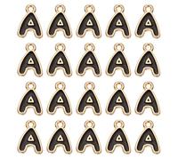 sourcing map 20 dijes de letra, dije de aleación con letra A inicial del alfabeto con anillo de salto, pulseras, collares, colgantes para hacer joyas, manualidades, oro y negro