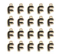sourcing map 20 dijes de letra, dije de aleación con letra F inicial del alfabeto con anillo de salto, pulseras, collares, colgantes para hacer joyas, manualidades, oro y negro