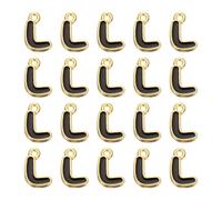 sourcing map 20 dijes de letra, dije de aleación con letra L del alfabeto inicial con anillo de salto, pulseras, collares, colgantes para hacer joyas, manualidades, oro y negro