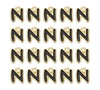 sourcing map 20 dijes de letra, dije de aleación con letra N inicial del alfabeto con anillo de salto, pulseras, collares, colgantes para hacer joyas, manualidades, oro y negro