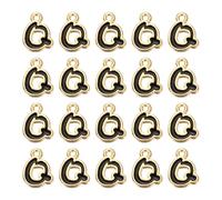 sourcing map 20 dijes de letra, dije de aleación con letra Q inicial del alfabeto con anillo de salto, pulseras, collares, colgantes para hacer joyas, manualidades, oro y negro