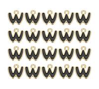 sourcing map 20 dijes de letra, dije de aleación con letra W inicial del alfabeto con anillo de salto, pulseras, collares, colgantes para hacer joyas, manualidades, oro y negro