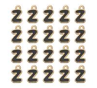 sourcing map 20 dijes de letra, dije de aleación con letra Z inicial del alfabeto con anillo de salto, pulseras, collares, colgantes para hacer joyas, manualidades, oro y negro