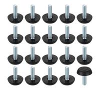 sourcing map 20 niveladores de patas de muebles de rosca M6, patas de mesa de nivelación ajustables de 23 x 20 mm, nivelación de deslizamiento de muebles para patas de silla, taburete, color negro