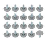 sourcing map 20 niveladores de patas de muebles de rosca M6, patas de mesa de nivelación ajustables de 23 x 14 mm, nivelación de deslizamiento de muebles para patas de silla, taburete, color gris