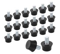 sourcing map 20 niveladores de patas de muebles de rosca M8, patas de mesa de nivelación ajustables de 18 x 14 mm, nivelación de deslizamiento de muebles para patas de silla, taburete, color negro