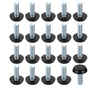 sourcing map 20 niveladores de patas de muebles de rosca M8, patas de mesa de nivelación ajustables de 23 x 25 mm, nivelación de deslizamiento de muebles para patas de silla, taburete, color negro