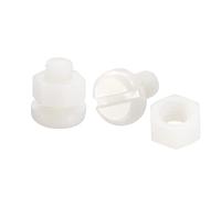 sourcing map 20 Pares Nylon Tornillo Tuerca Surtido, M6x10mm Ranurados Plana Cabeza Tornillos y M6 Hexagonal Tuercas para Maquinaria, Electrónica, Blanco