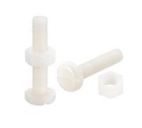 sourcing map 20 Pares Nylon Tornillo Tuerca Surtido, M6x30mm Ranurados Plana Cabeza Tornillos y M6 Hexagonal Tuercas para Maquinaria, Electrónica, Blanco