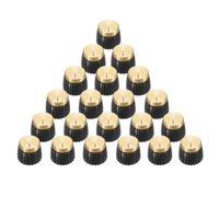 sourcing map 20 perillas de ajuste a presión para potenciómetro de 6 mm de diámetro, perilla de control negro-dorado para control de tono de volumen, piezas de bajo de guitarra, cromadas