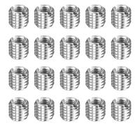 sourcing map 20 piezas de insertos de reparación de roscas M8 x 1.25 macho a M5 x 0.8 rosca hembra de 7 mm de largo, tuercas reductoras de acero inoxidable métricas autorroscantes, reductor roscado