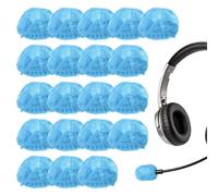 sourcing map 20 piezas desechables de solapa para micrófono, parabrisas de micrófono Lavalier no tejido, tamaño mini, fundas de micrófono para auriculares con gancho para la oreja, micrófono Lavalier