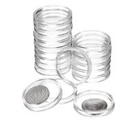 sourcing map 20 soportes para monedas de plata de 33 mm, cubiertas de plástico para cápsulas de monedas, contenedor de suministros de colección de monedas redondas transparentes para protectores de