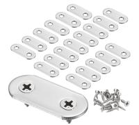 sourcing map 20 soportes rectos de acero inoxidable de 1.4 x 0.6 pulgadas, placa de reparación, conector de esquina con 40 tornillos para tablero de madera, marco de cama, estantes de muebles, color