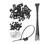 sourcing map 20 soportes tipo sillín de 1,5 cm con bridas de cable de 8 pulgadas y tornillos y tuercas M4, juego de abrazaderas de soporte organizador de alambre, color negro