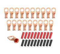 sourcing map 20 terminales de anillo de batería 6 AWG, calibre 6 de 3/8 pulgadas, conector de terminal de alambre de crimpado de cobre, tubo termorretráctil 3:1, color dorado