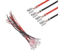 sourcing map 20 terminales de crimpado de pala hembra con funda aislante de 6,30 mm, kit surtido de conectores rápidos de pala hembra con cables de 30 cm, cubierta ignífuga, rojo/negro