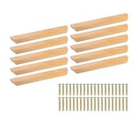 sourcing map 20 tiradores de madera para cajones, 192 mm, distancia entre agujeros, de madera de haya, tiradores de cajones para armarios de cocina, aparadores, muebles, color madera