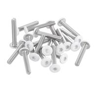 sourcing map 20 tornillos de cabeza hexagonal M4-0.7 x 25 mm, pernos de acero inoxidable 304, rosca completa, acabado brillante, tornillos autorroscantes para muebles, electrodomésticos, color blanco