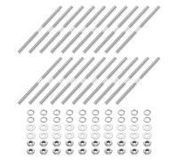 sourcing map 20 tornillos de doble extremo, M3 x 55 mm, acero inoxidable 304 de doble rosca con tuercas y arandelas planas y de bloqueo, perno roscado de doble extremo para mantenimiento de la casa