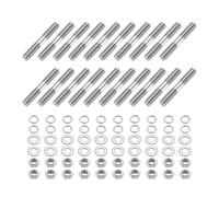 sourcing map 20 tornillos de doble extremo, M5 x 30 mm, acero inoxidable 304 de doble rosca con tuercas y arandelas planas y de bloqueo, perno roscado de doble extremo para mantenimiento de la casa