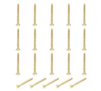 sourcing map 20 tornillos de latón, M2,5 x 25 mm, cabeza plana, tornillos autorroscantes para madera, reparación de muebles, marcos de fotos, paneles de yeso, electrodomésticos, color dorado