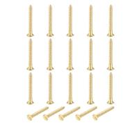 sourcing map 20 tornillos de latón, M3 x 25 mm, cabeza plana, tornillos autorroscantes para madera, reparación de muebles, marcos de fotos, paneles de yeso, electrodomésticos, color dorado