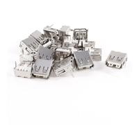 sourcing map 20 unids USB Hembra Tipo A Puerto 4-Pin Dip 90 Grados Jack Socket Conector