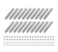 sourcing map 20 varillas totalmente roscadas, M8 x 40 mm de acero inoxidable con tuercas y arandela plana, barra de varilla totalmente tachonada para abrazaderas, perchas y pernos en U