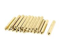 sourcing map 20 x Espaciador Independiente de Latón de Rosca Hembra M4x40 M4 - Dorado - 40mm de Alto