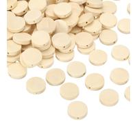 sourcing map 200 cuentas planas redondas de madera sin terminar, cuentas espaciadoras de madera natural sin terminar de 15 mm con agujero para manualidades, joyería, decoración del hogar, agujero: 1,8