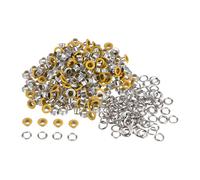 sourcing map 200 Juegos Ojales Kit Metal Ojales 4.5mm 0.18" Ojal Herramienta para Zapatos Ropa Cinturón Bolso Bricolaje Proyecto, Amarillo