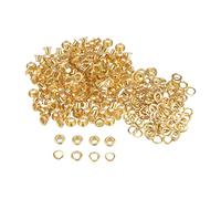 sourcing map 200 Juegos Ojales Kit Metal Ojales 4mm 0.16" Ojal Herramienta para Zapatos Ropa Cinturón Bolsa Bricolaje Proyecto, Dorado Tono