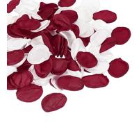 sourcing map 200 pétalos de rosa falsos, pétalos de flores artificiales, decoración del día de San Valentín para noche romántica, propuesta de boda, aniversario, color clarete y blanco