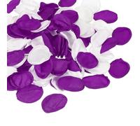 sourcing map 200 pétalos de rosa falsos, pétalos de flores artificiales, decoración del día de San Valentín para noche romántica, boda, propuesta de aniversario, morado oscuro y blanco