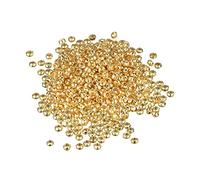 sourcing map 2000uds Cuentas Redondas Engarzado, 2mm Engarzadas Extremo Espaciador Cuentas Diminutas Tapones para Pulsera Joyería Fabricación Bricolaje, Dorado Tono
